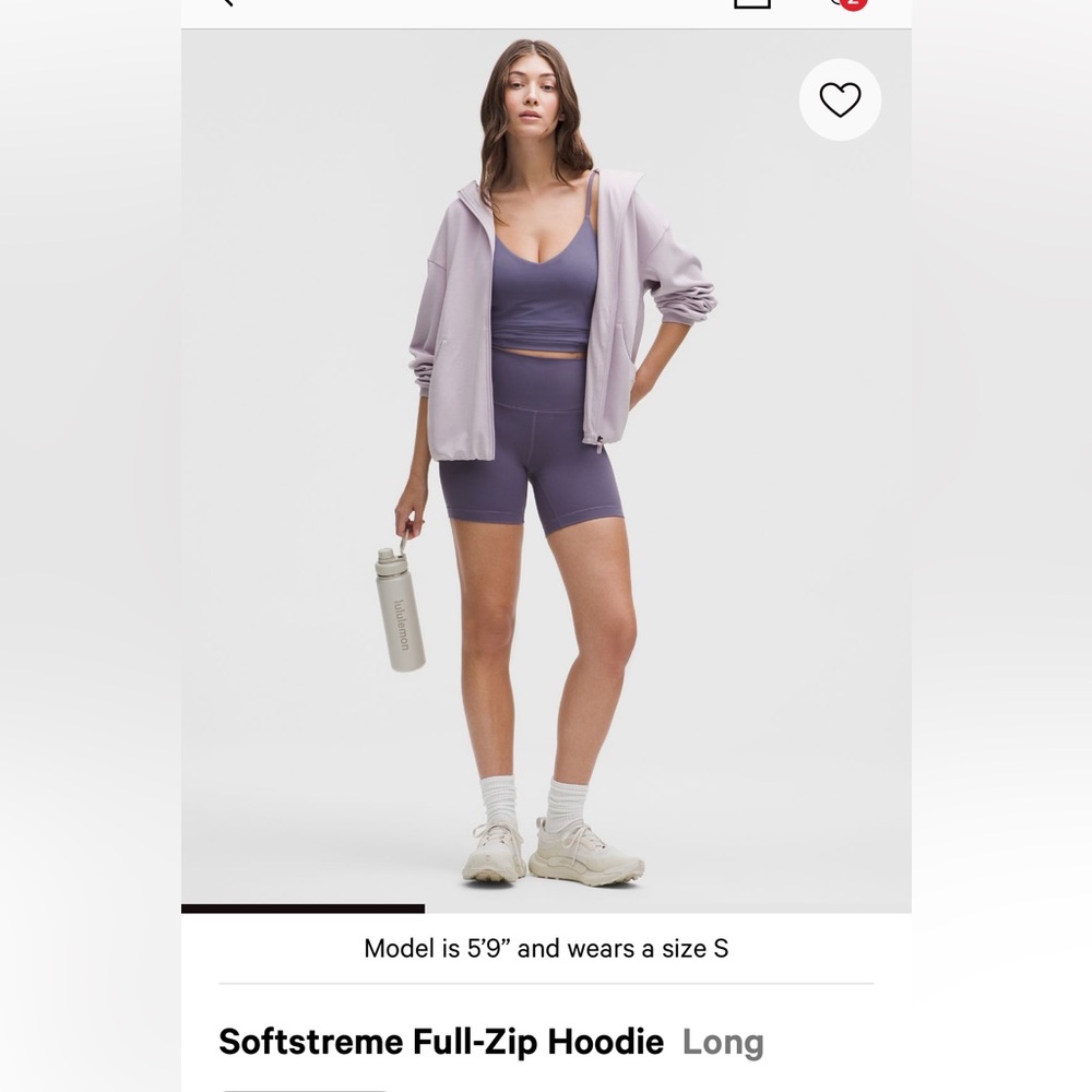 NWOT Lululemon softstreme full zip hoodie- long